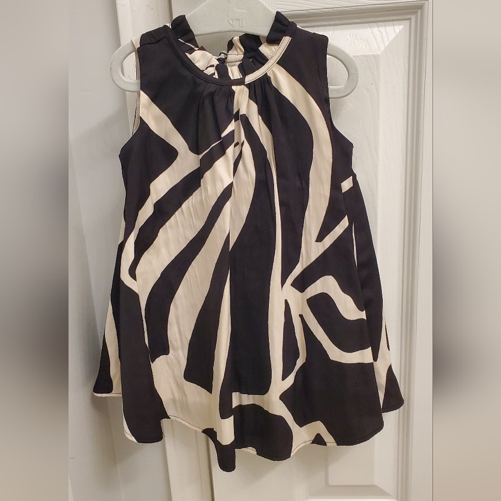 Banana Republic Black and Cream Patterned Dress